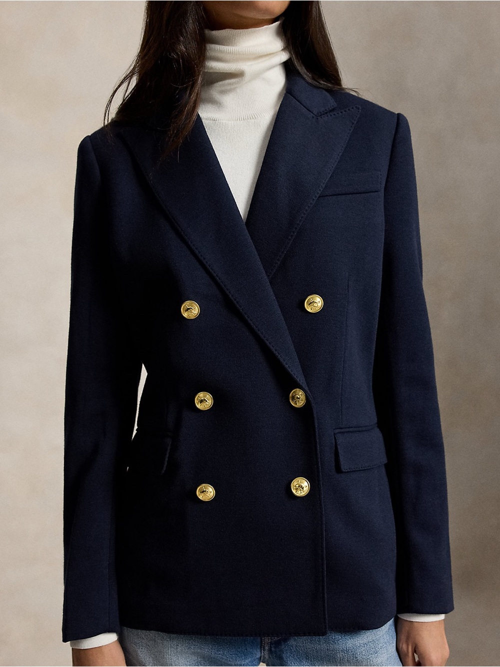 Polo by Ralph Lauren Navy Double-Breasted Blazer with Gold Buttons